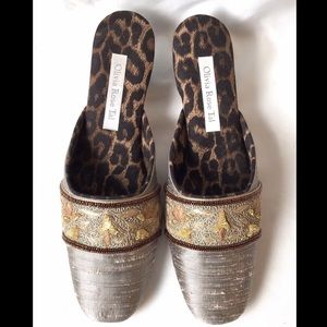 Olivia Rose Tal Silk Mule w/ Embroidered Band, S10